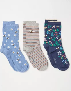 Women FatFace View All|3 Pack Bee Socks In A Box