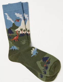 Men FatFace View All|1 Pack Dinosaur Scene Socks