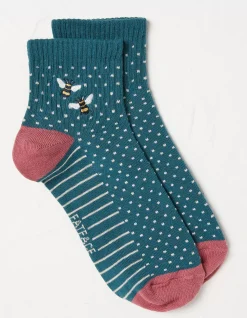 Women FatFace View All|1 Pack Embroidered Bee Rib Socks