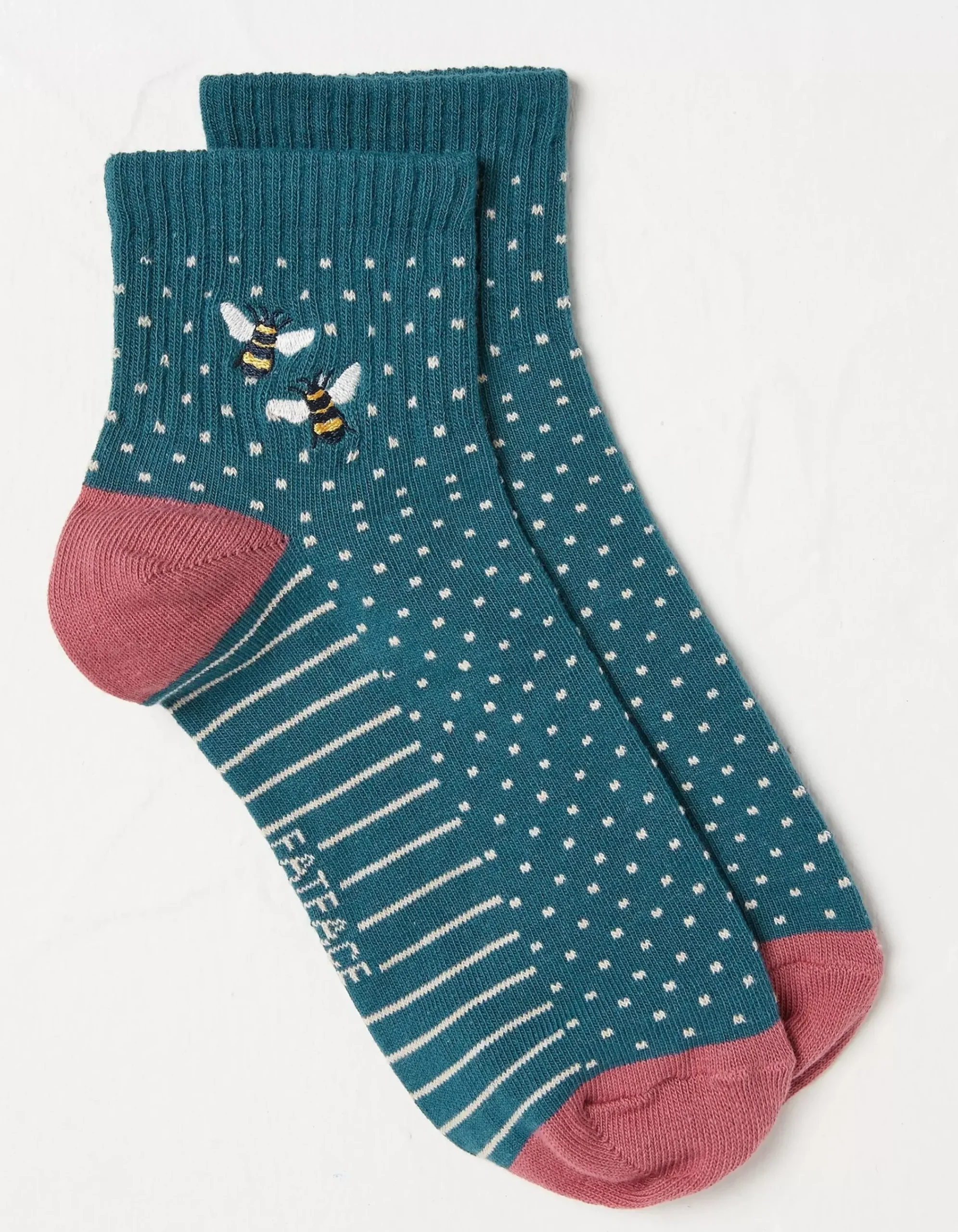 Women FatFace View All|1 Pack Embroidered Bee Rib Socks