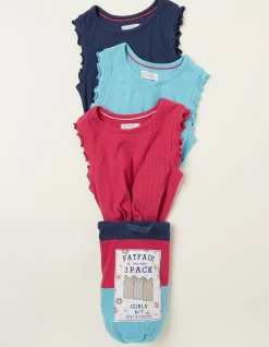 Girls FatFace View All|3 Pack Rib Jersey Vests