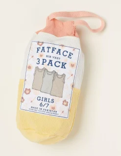 Girls FatFace View All|3 Pack Rib Jersey Vests