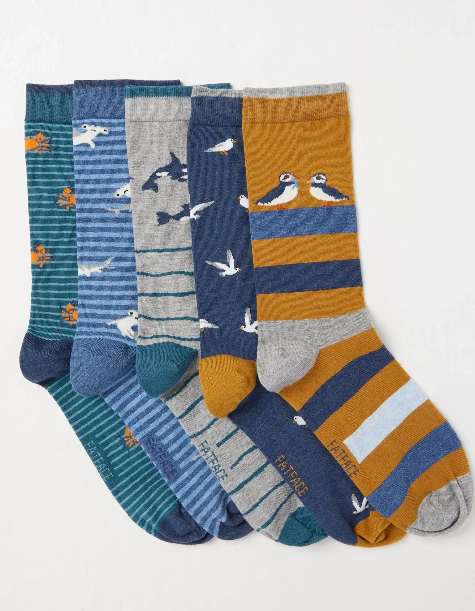 Men FatFace View All|5 Pack Sea Animals Socks