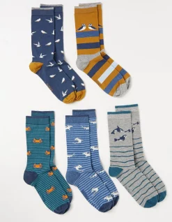 Men FatFace View All|5 Pack Sea Animals Socks