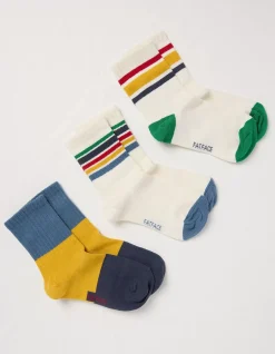 Kids FatFace View All|3 Pack Stripe Sport Socks