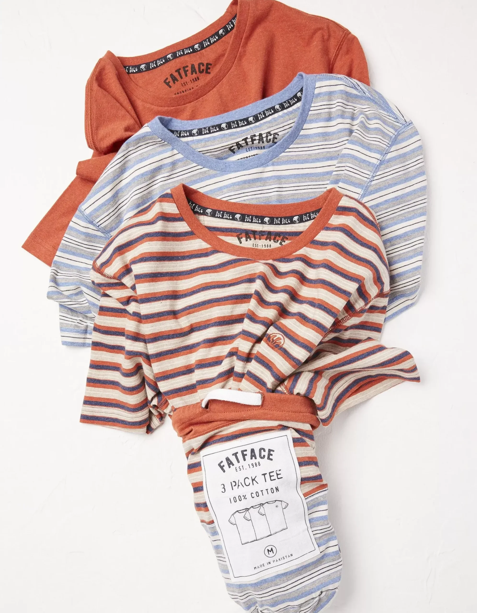 Men FatFace T-Shirts|3 Pack Stripe T-Shirt