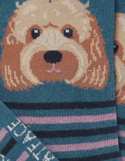 Women FatFace View All|1 Pack Striped Dog Socks