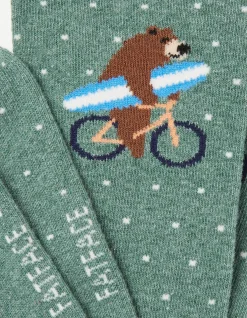 Men FatFace View All|1 Pack Surfing Bear Bike Socks