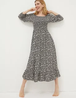 Women FatFace Dresses|Adele Mono Vines Midi Dress