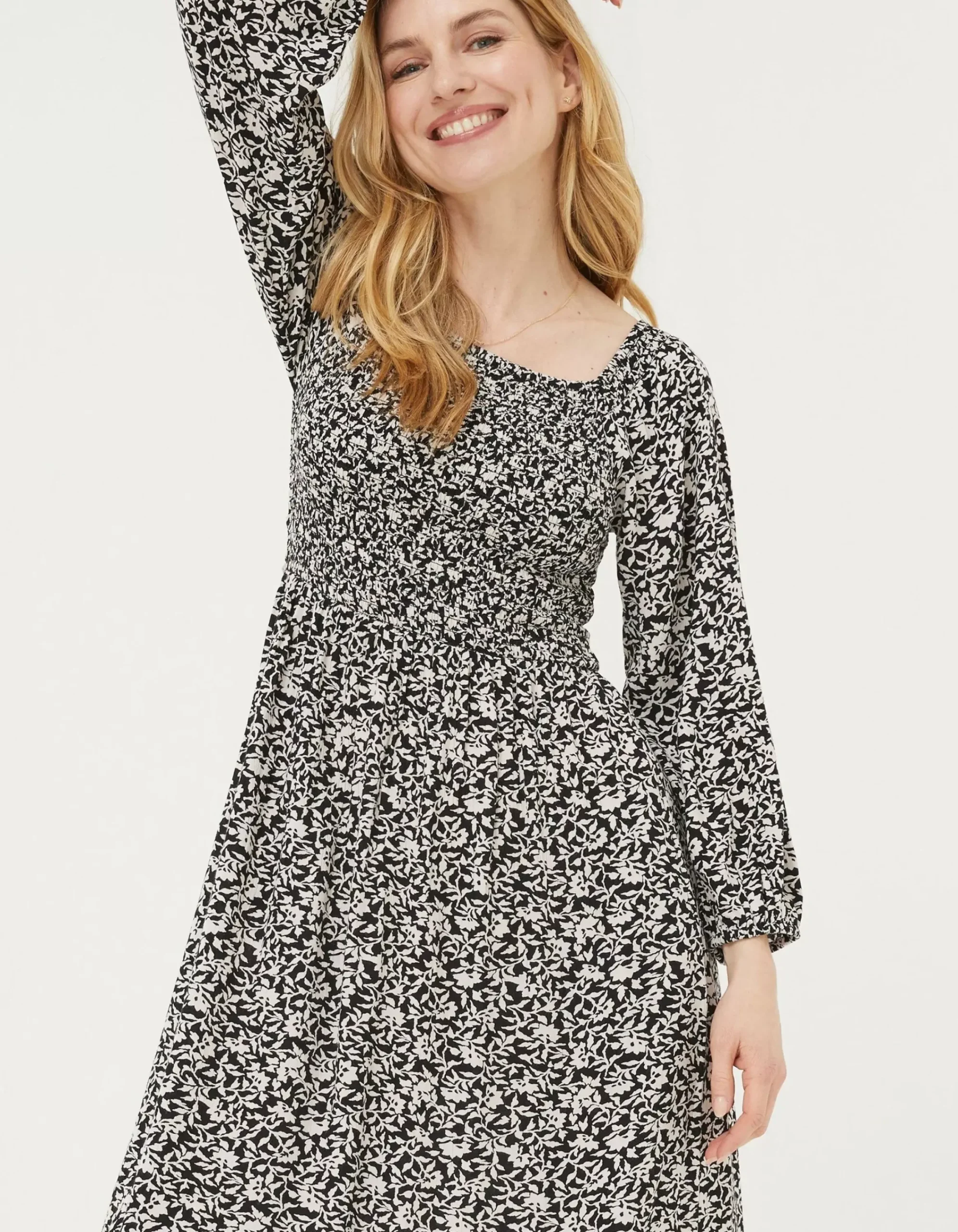 Women FatFace Dresses|Adele Mono Vines Midi Dress