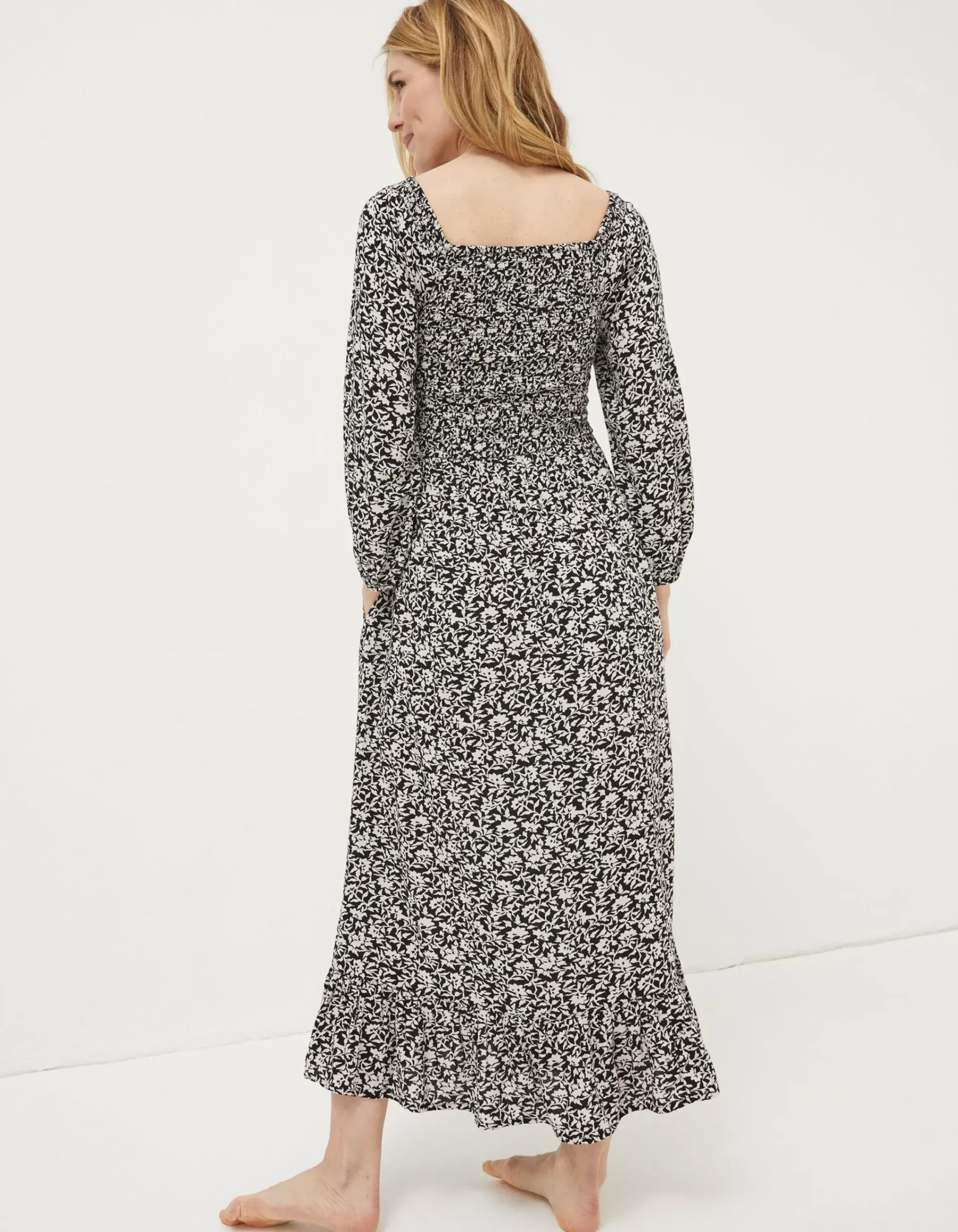 Women FatFace Dresses|Adele Mono Vines Midi Dress