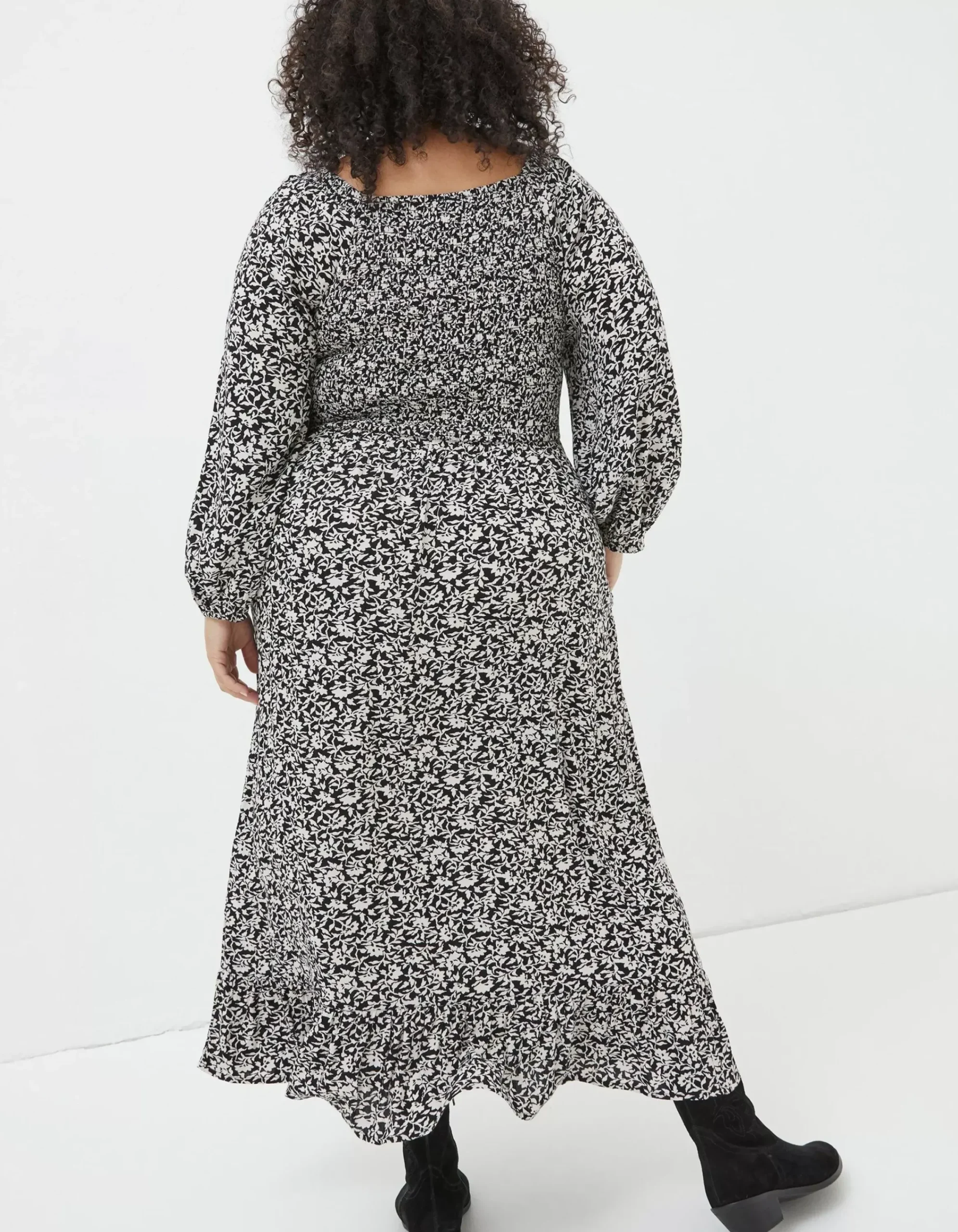 Women FatFace Dresses|Adele Mono Vines Midi Dress