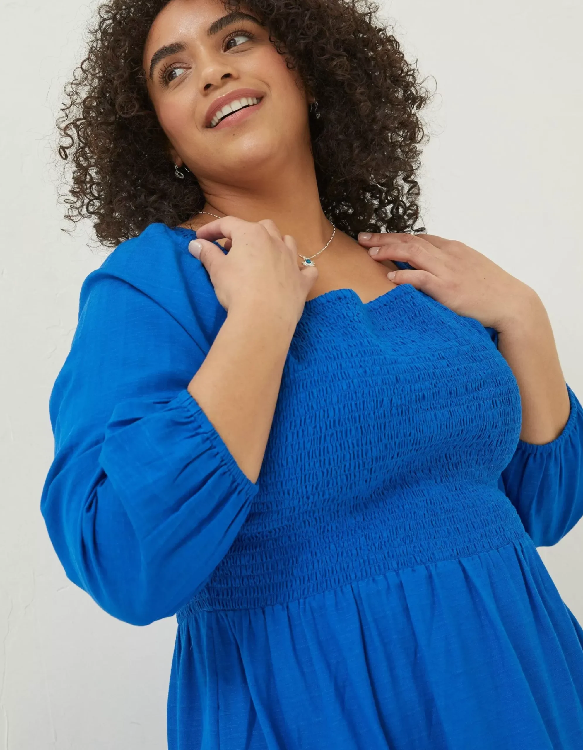 Women FatFace Dresses|Adele Shirred Midi Dress