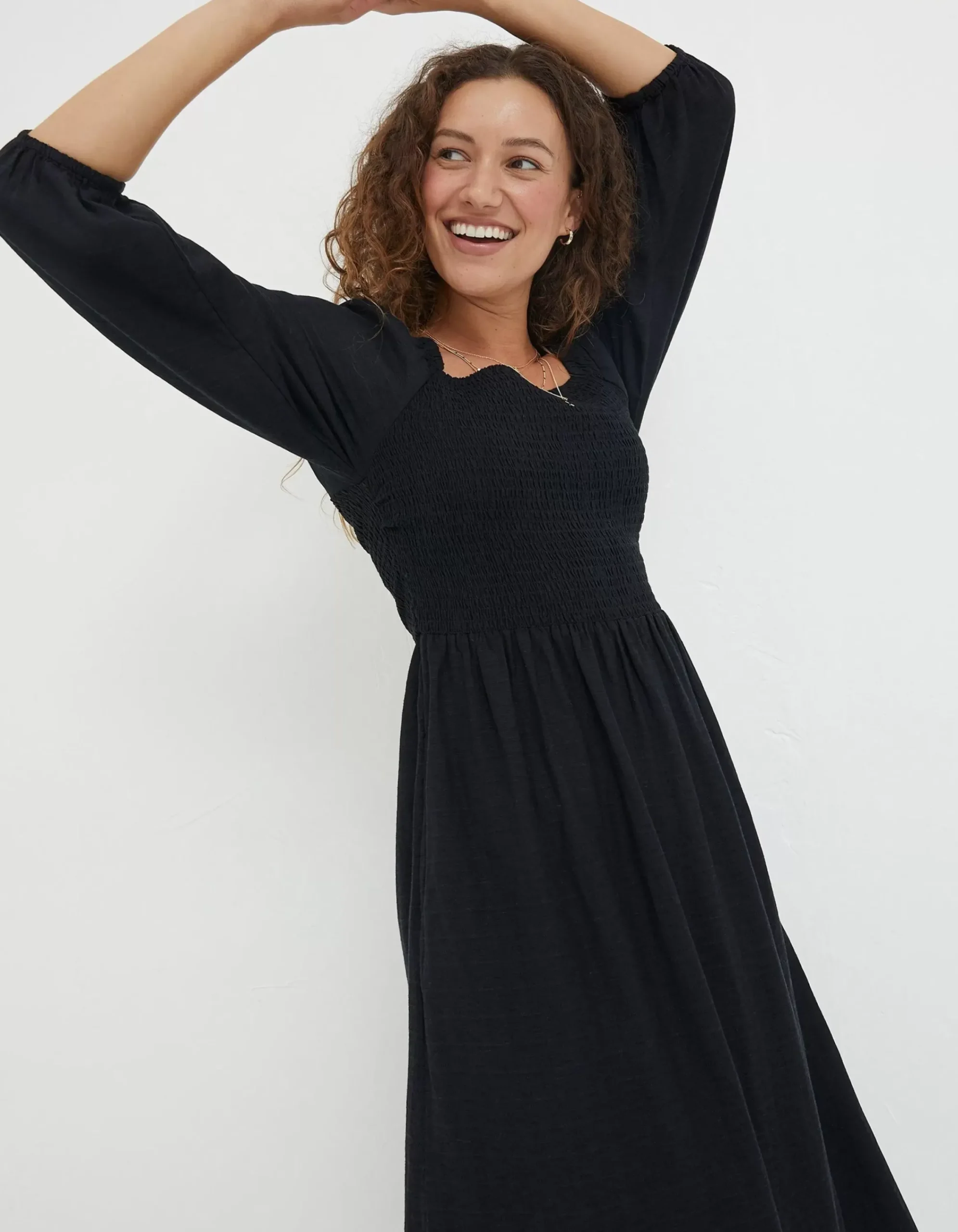 Women FatFace Dresses|Adele Shirred Midi Dress