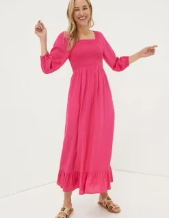 Women FatFace Dresses|Adele Shirred Midi Dress