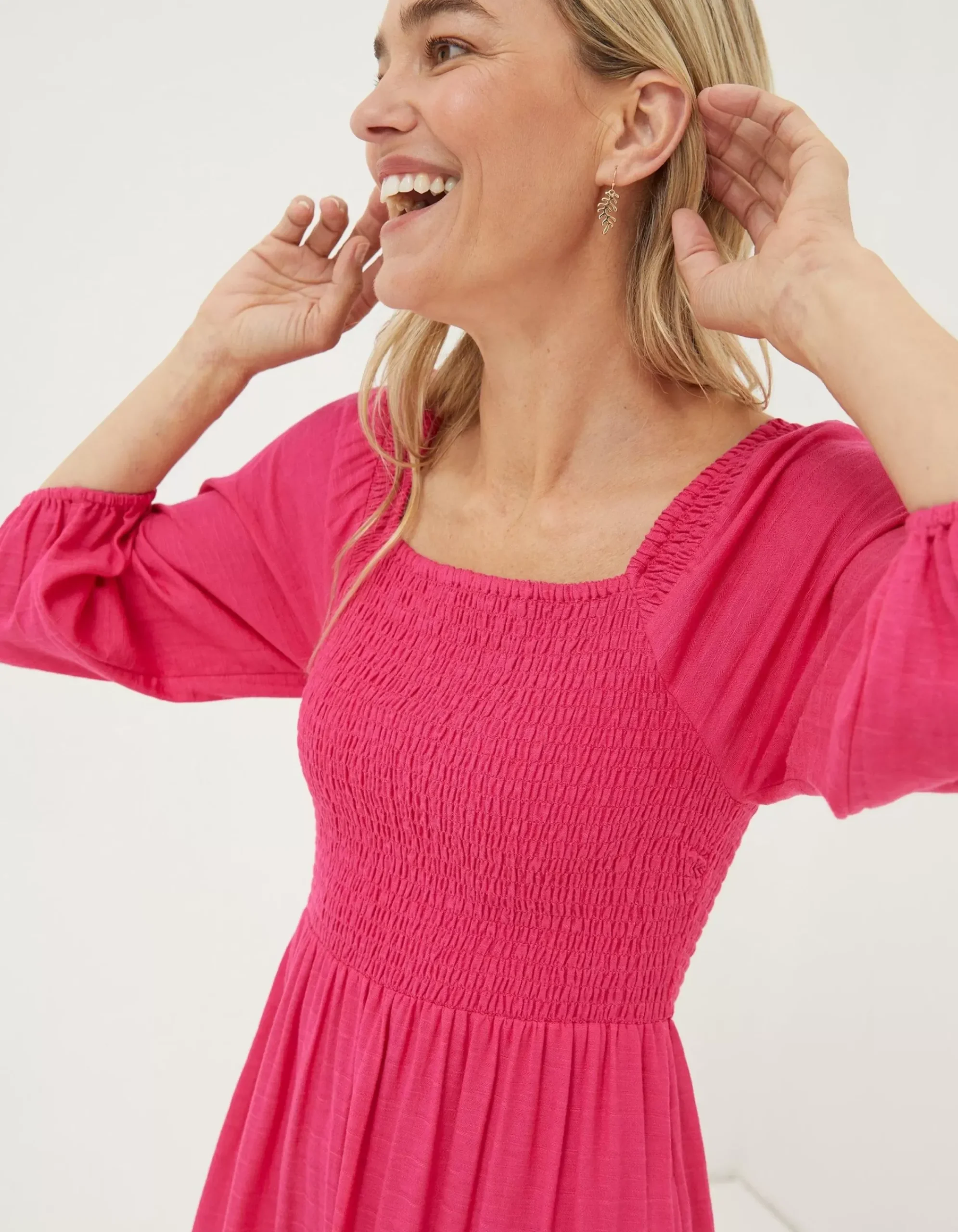 Women FatFace Dresses|Adele Shirred Midi Dress
