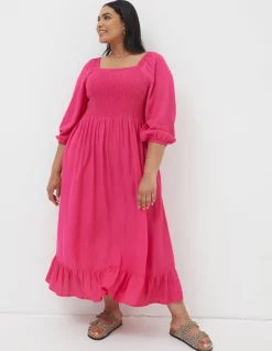 Women FatFace Dresses|Adele Shirred Midi Dress