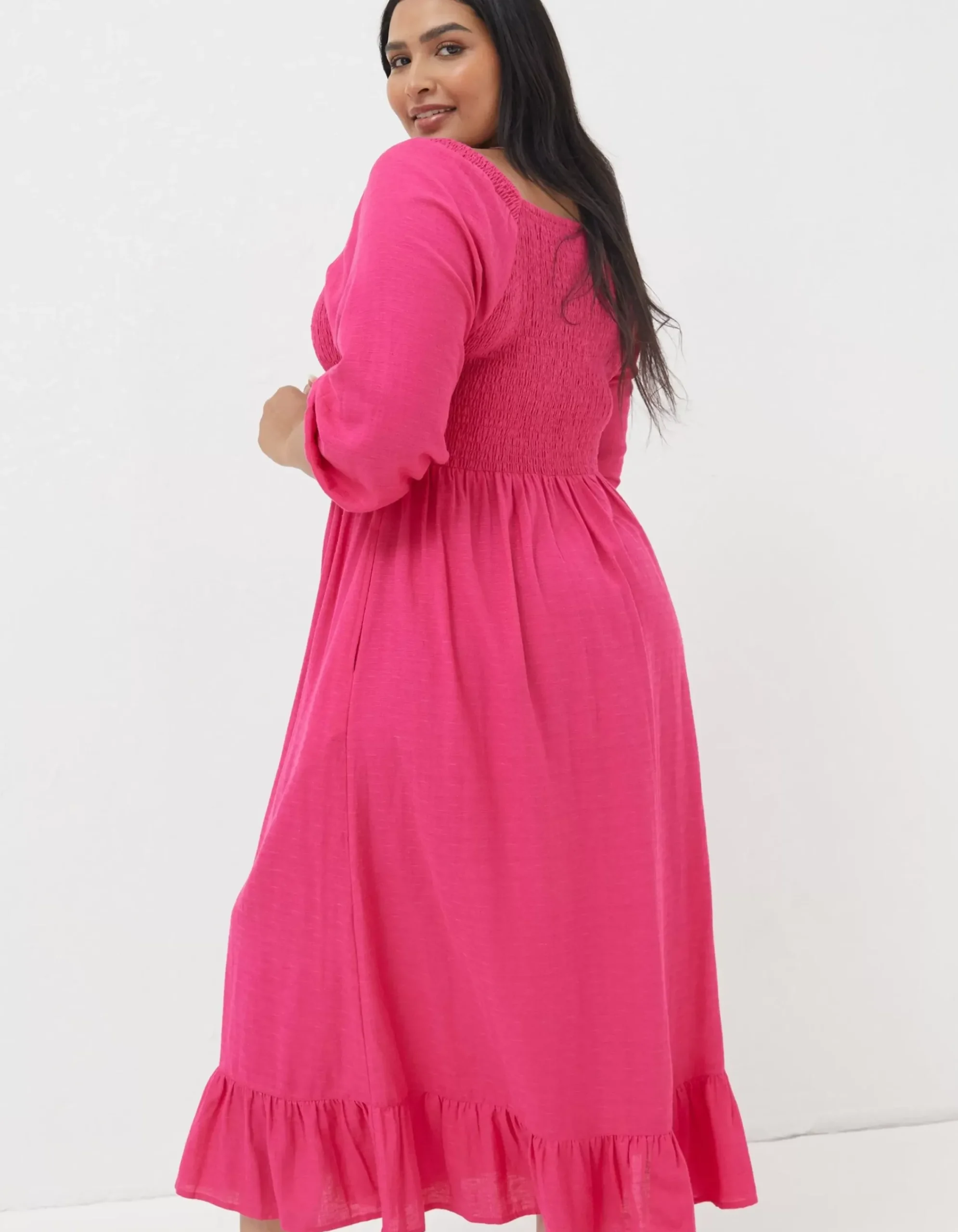 Women FatFace Dresses|Adele Shirred Midi Dress