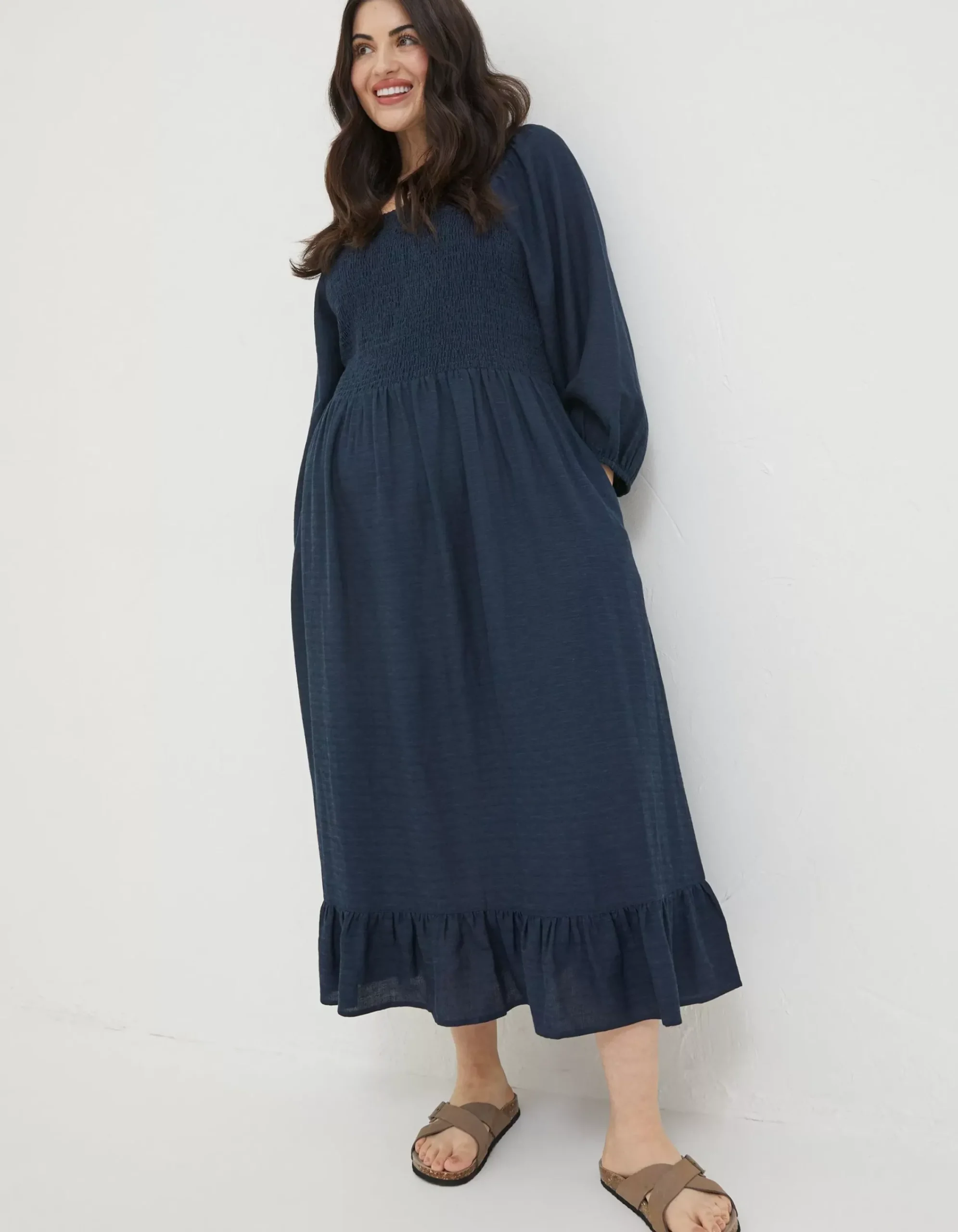 Women FatFace Dresses|Adele Shirred Midi Dress