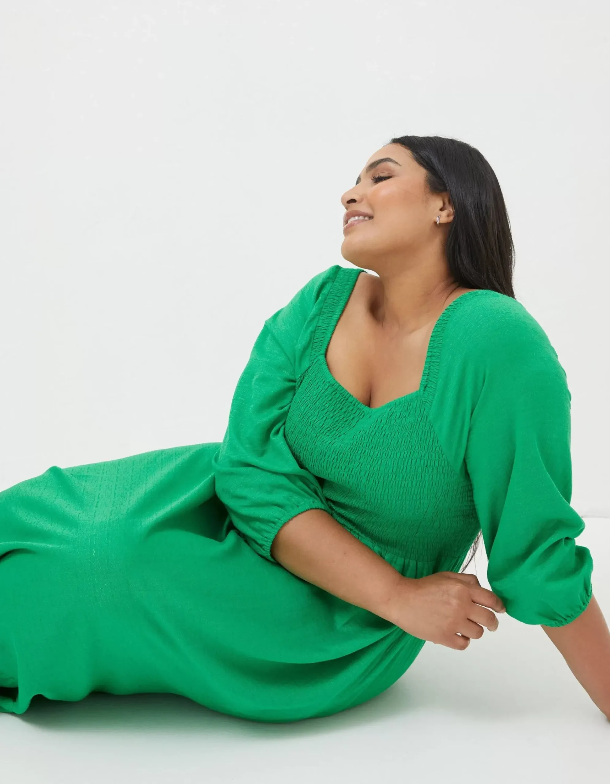 Women FatFace Dresses|Adele Shirred Midi Dress