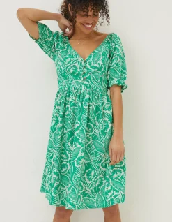 Women FatFace Dresses|Aideen Linen Blend Leaf Dress