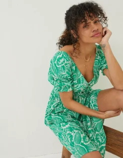 Women FatFace Dresses|Aideen Linen Blend Leaf Dress