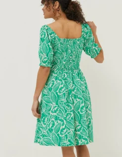 Women FatFace Dresses|Aideen Linen Blend Leaf Dress