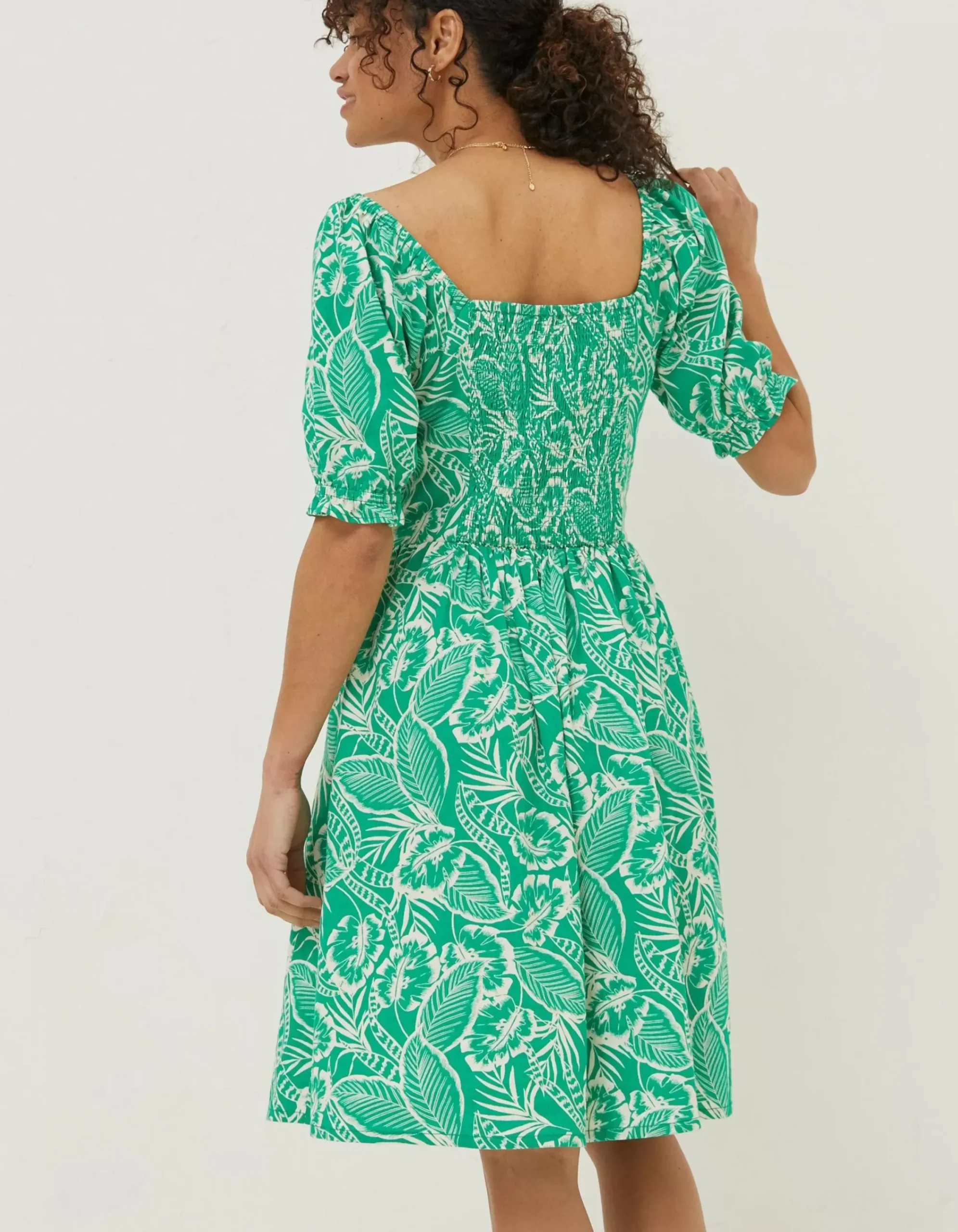 Women FatFace Dresses|Aideen Linen Blend Leaf Dress