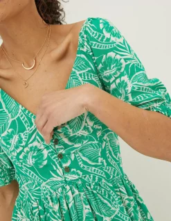 Women FatFace Dresses|Aideen Linen Blend Leaf Dress
