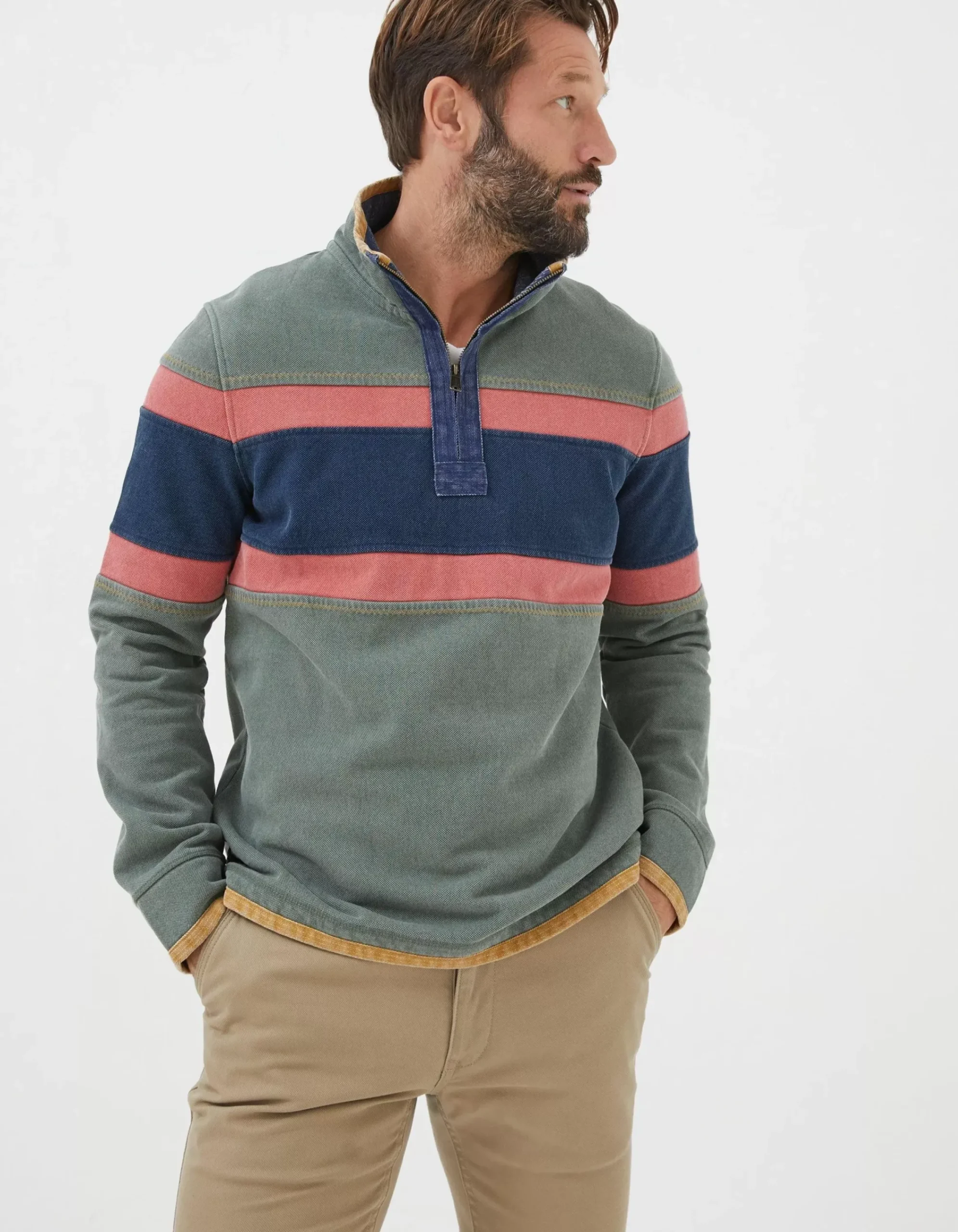 Men FatFace Sweatshirts & Hoodies|Airlie Chest Stripe Sweatshirt