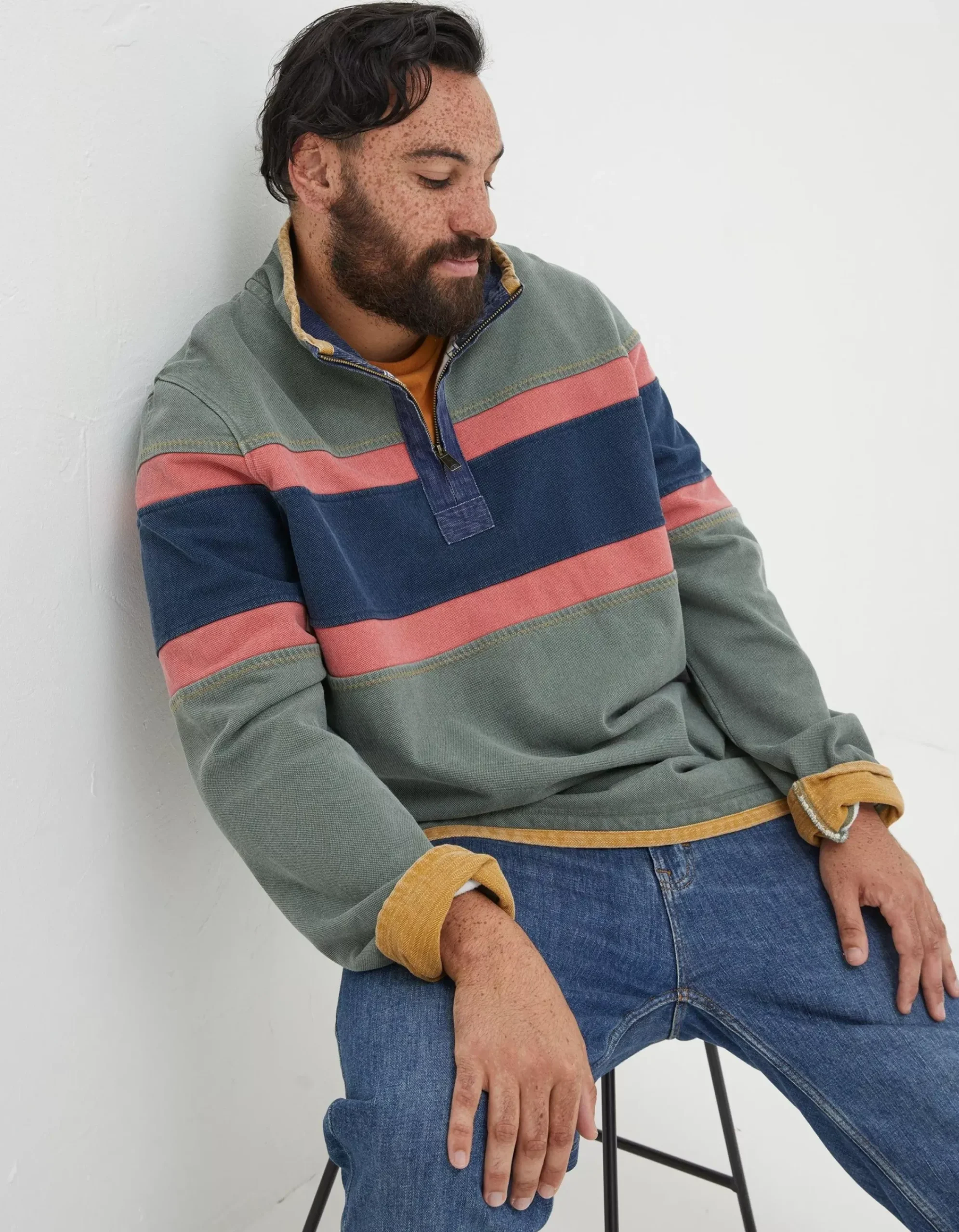 Men FatFace Sweatshirts & Hoodies|Airlie Chest Stripe Sweatshirt