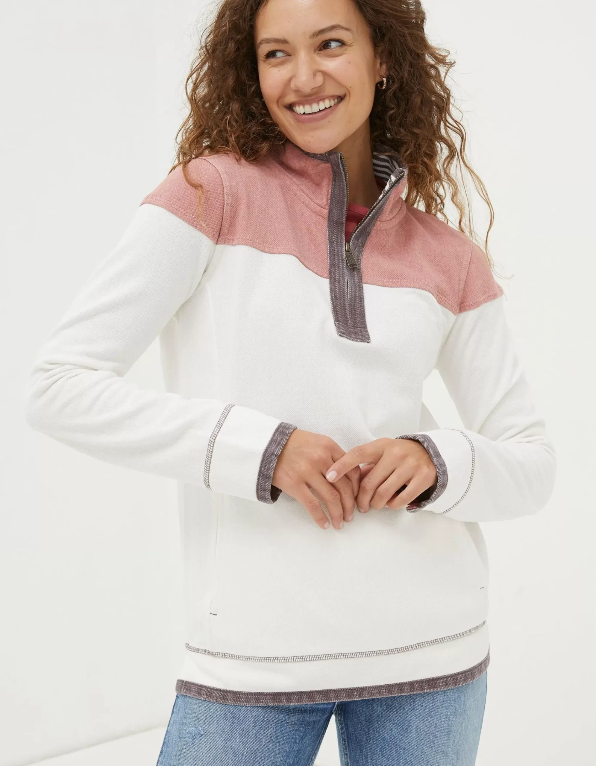 Women FatFace Sweatshirts & Hoodies|Airlie Colour Block Sweatshirt