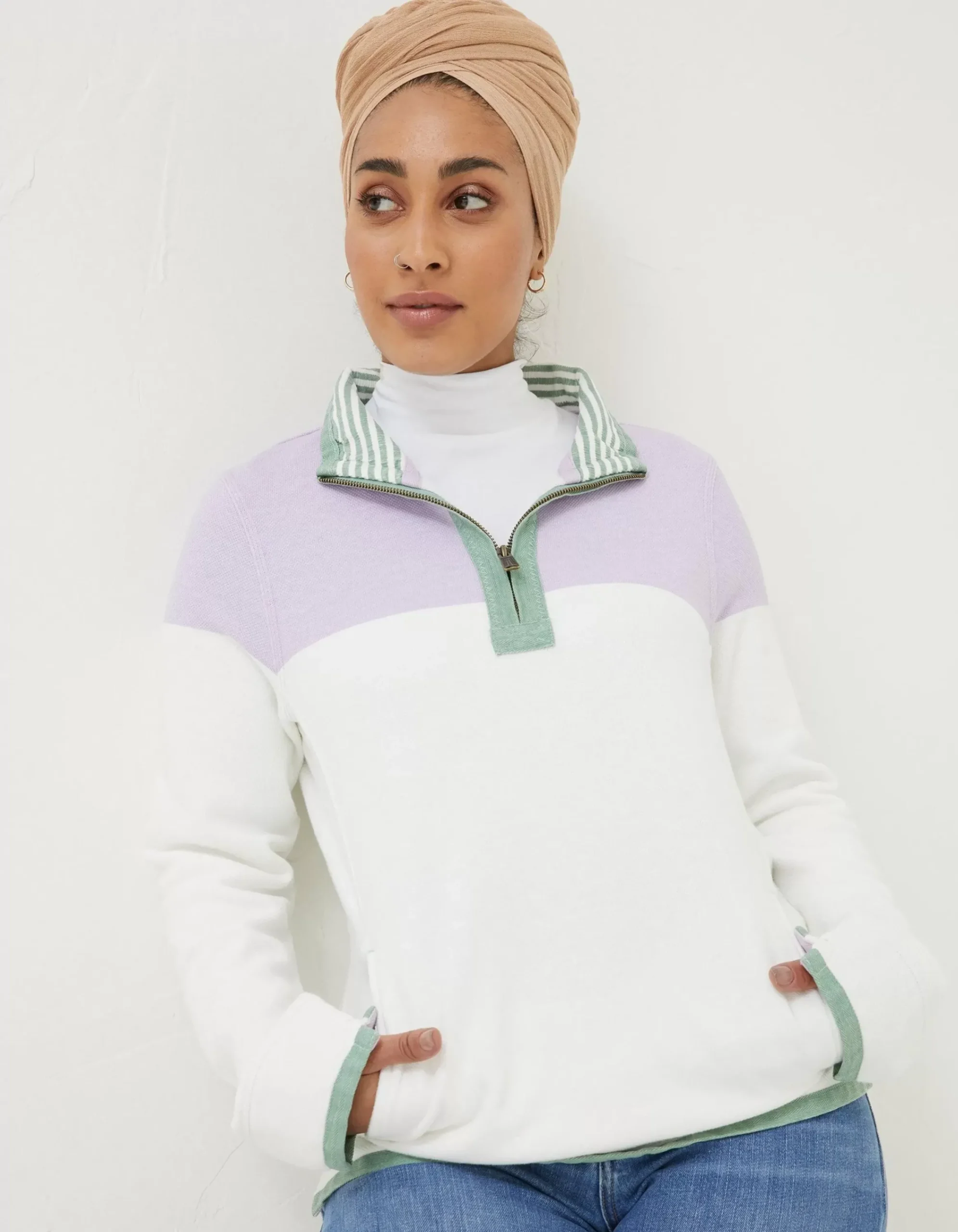 Women FatFace Sweatshirts & Hoodies|Airlie Colour Block Sweat