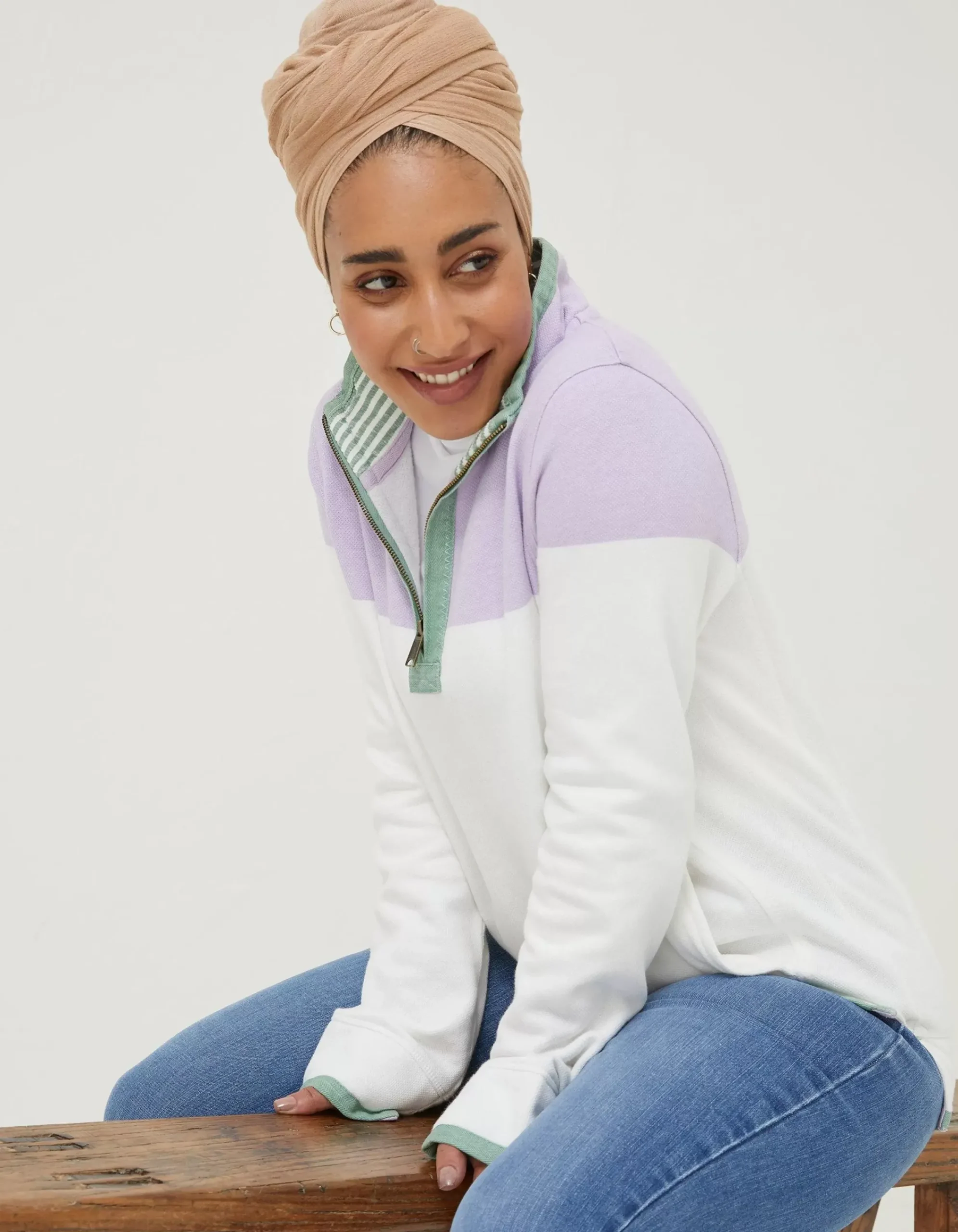 Women FatFace Sweatshirts & Hoodies|Airlie Colour Block Sweat