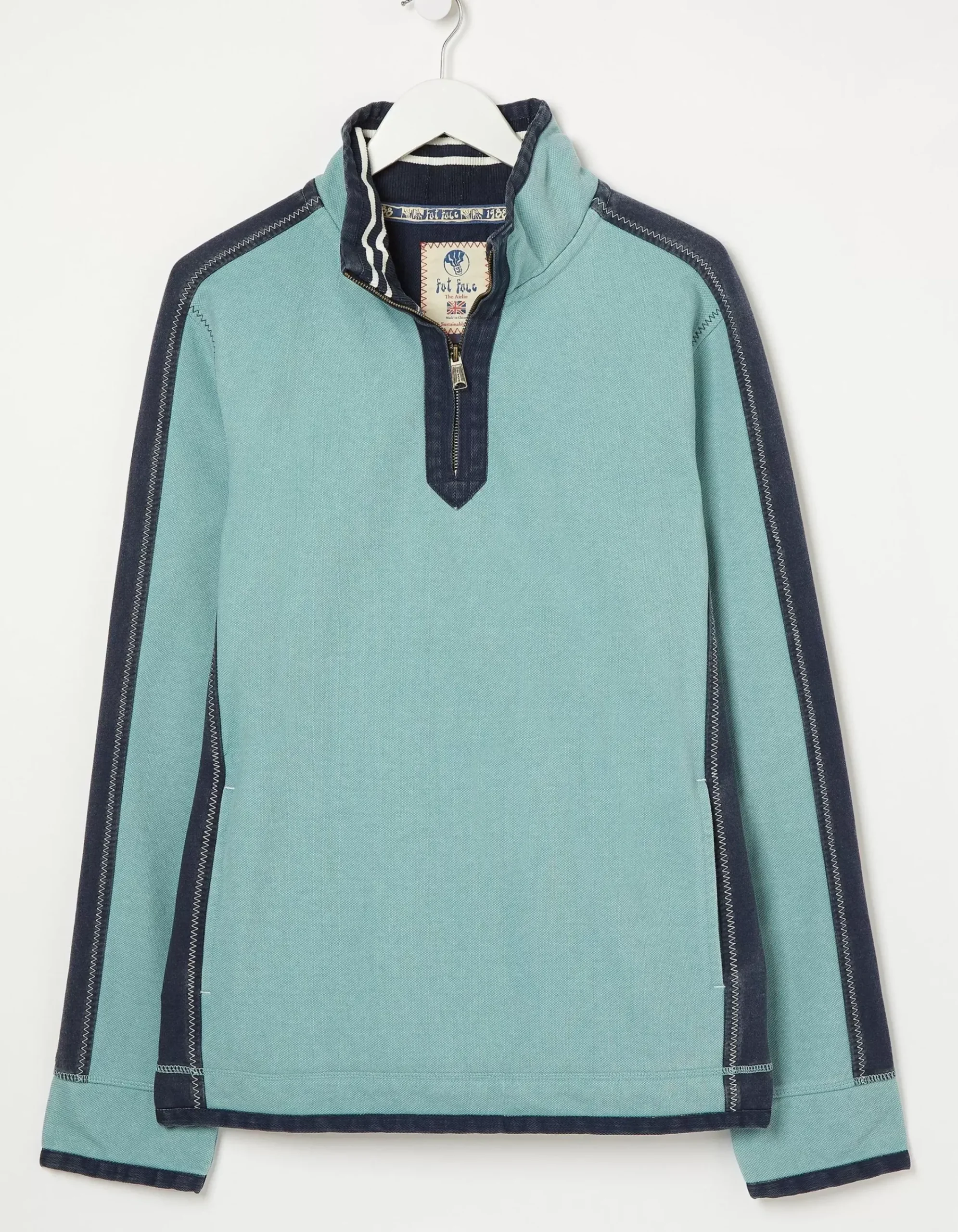 Men FatFace Sweatshirts & Hoodies|Airlie Cuff Stripe Pocket Sweat