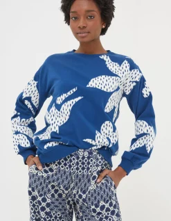 Women FatFace View All|Alex Textured Leaves Crew Sweatshirt