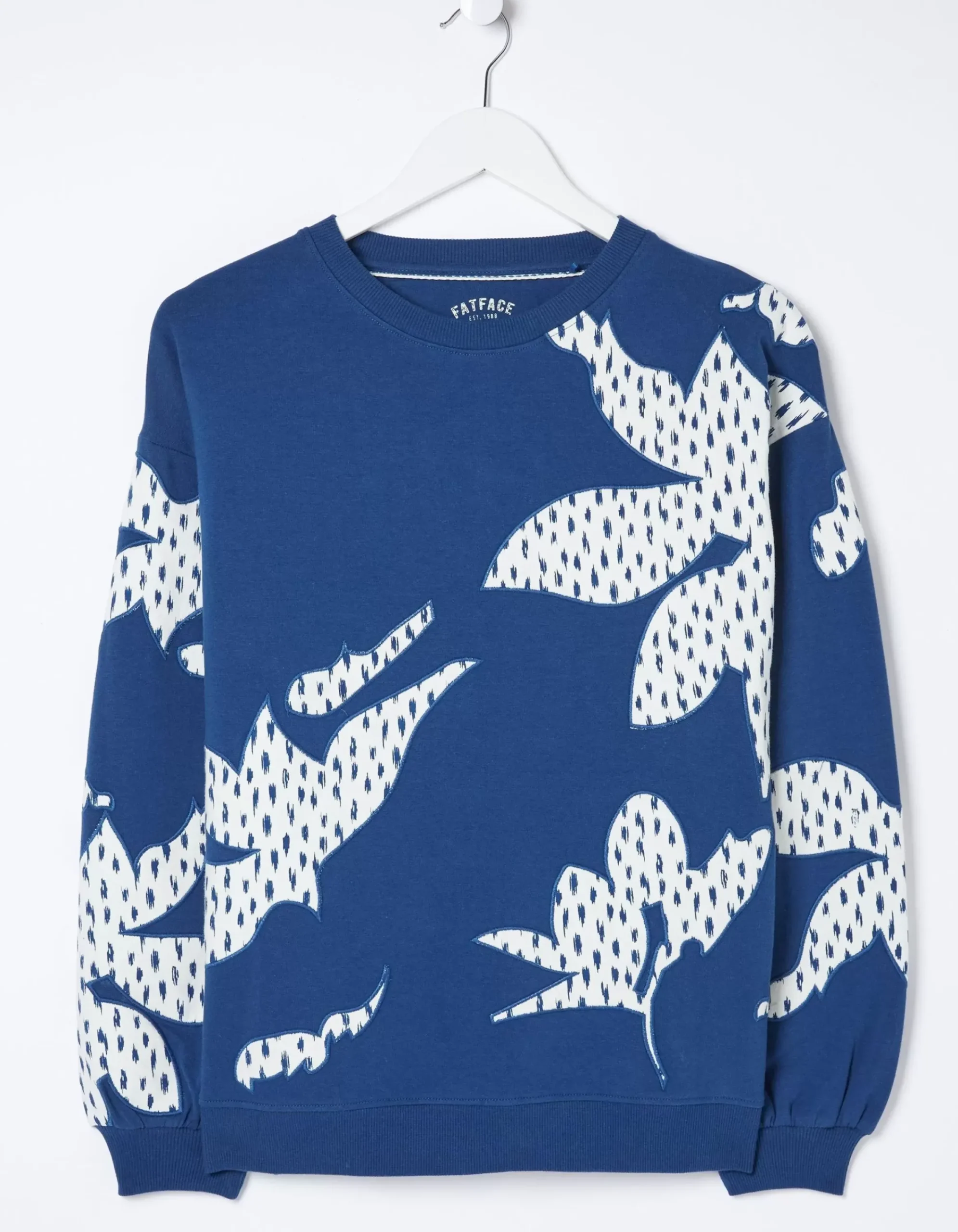 Women FatFace View All|Alex Textured Leaves Crew Sweatshirt