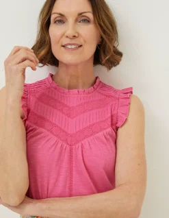 Women FatFace Tops & T-Shirts|Ali Frill Sleeve Top