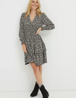 Women FatFace Dresses|Amba Mono Vines Jersey Dress