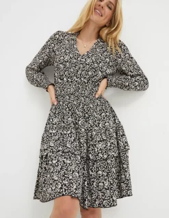 Women FatFace Dresses|Amba Mono Vines Jersey Dress