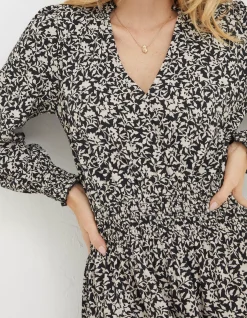 Women FatFace Dresses|Amba Mono Vines Jersey Dress