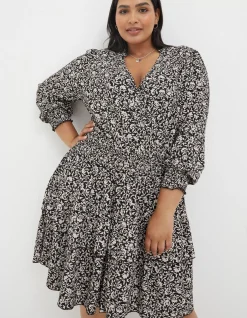 Women FatFace Dresses|Amba Mono Vines Jersey Dress