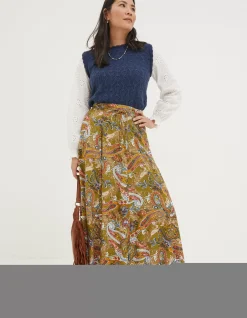 Women FatFace View All|Amelie Prairie Paisley Midi Skirt