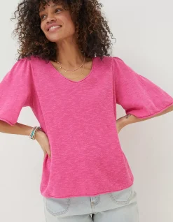 Women FatFace Knitwear|Angela V Neck Knitted Top