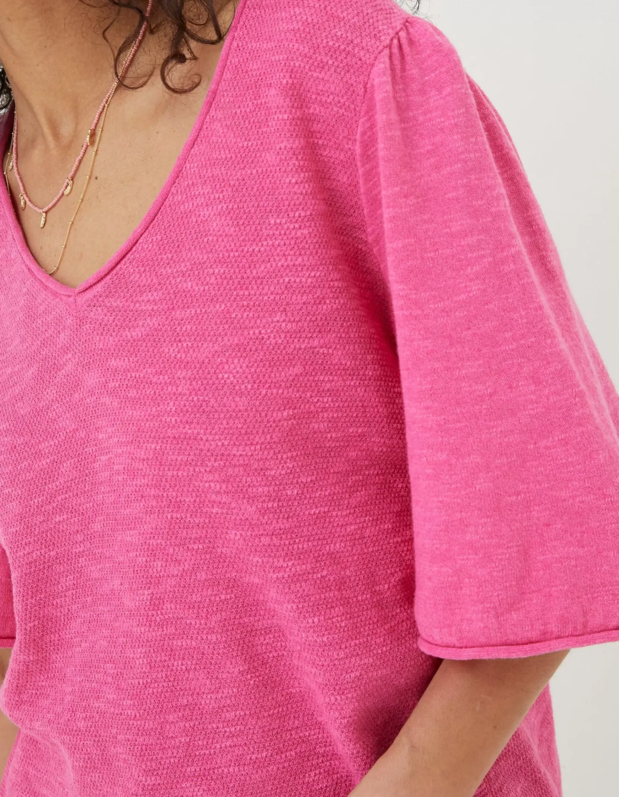 Women FatFace Knitwear|Angela V Neck Knitted Top