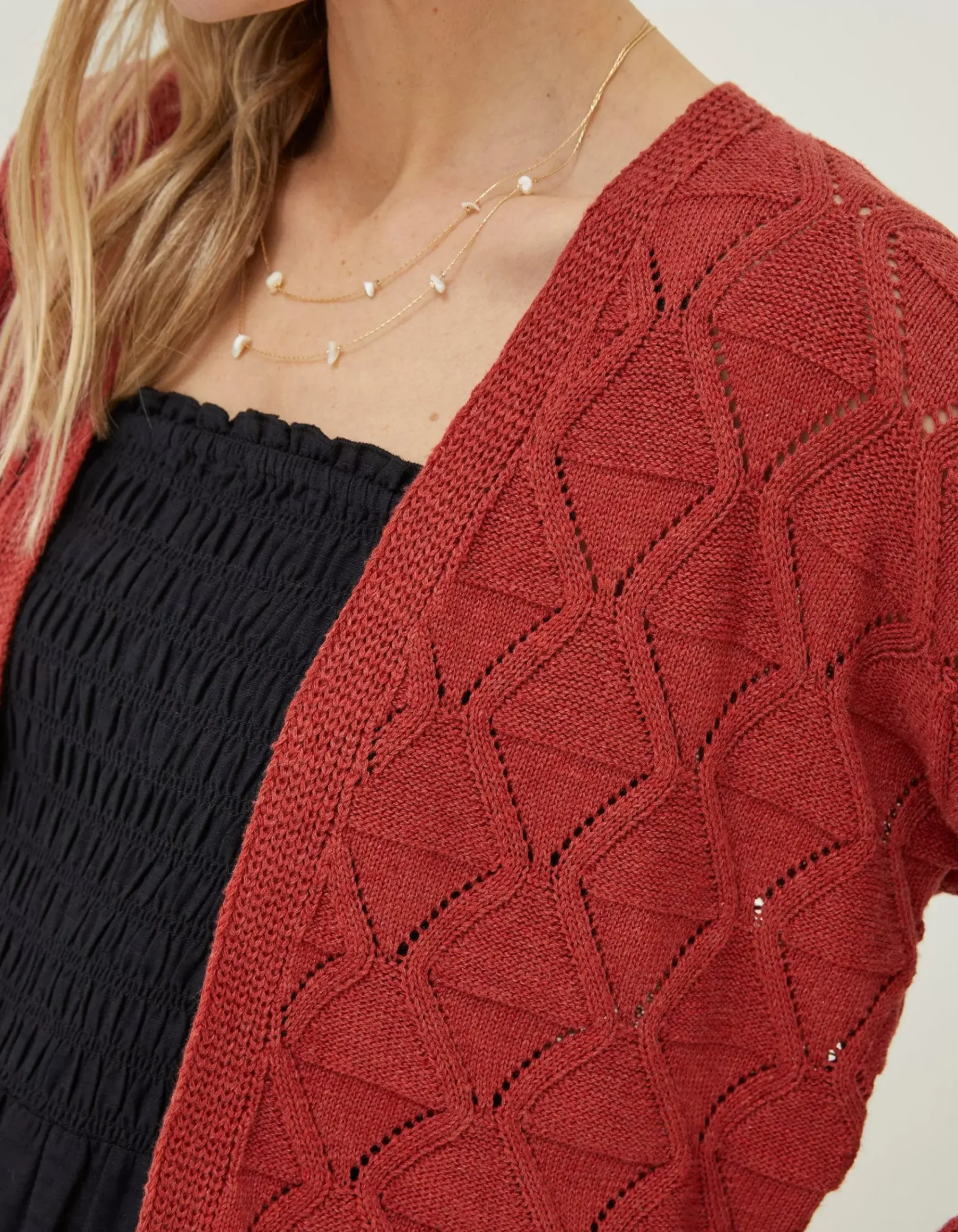 Women FatFace Knitwear|Anna Pointelle Cardigan