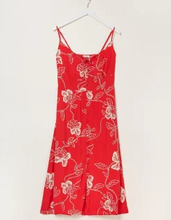 Women FatFace Dresses|Ariel Batik Red Midi Dress