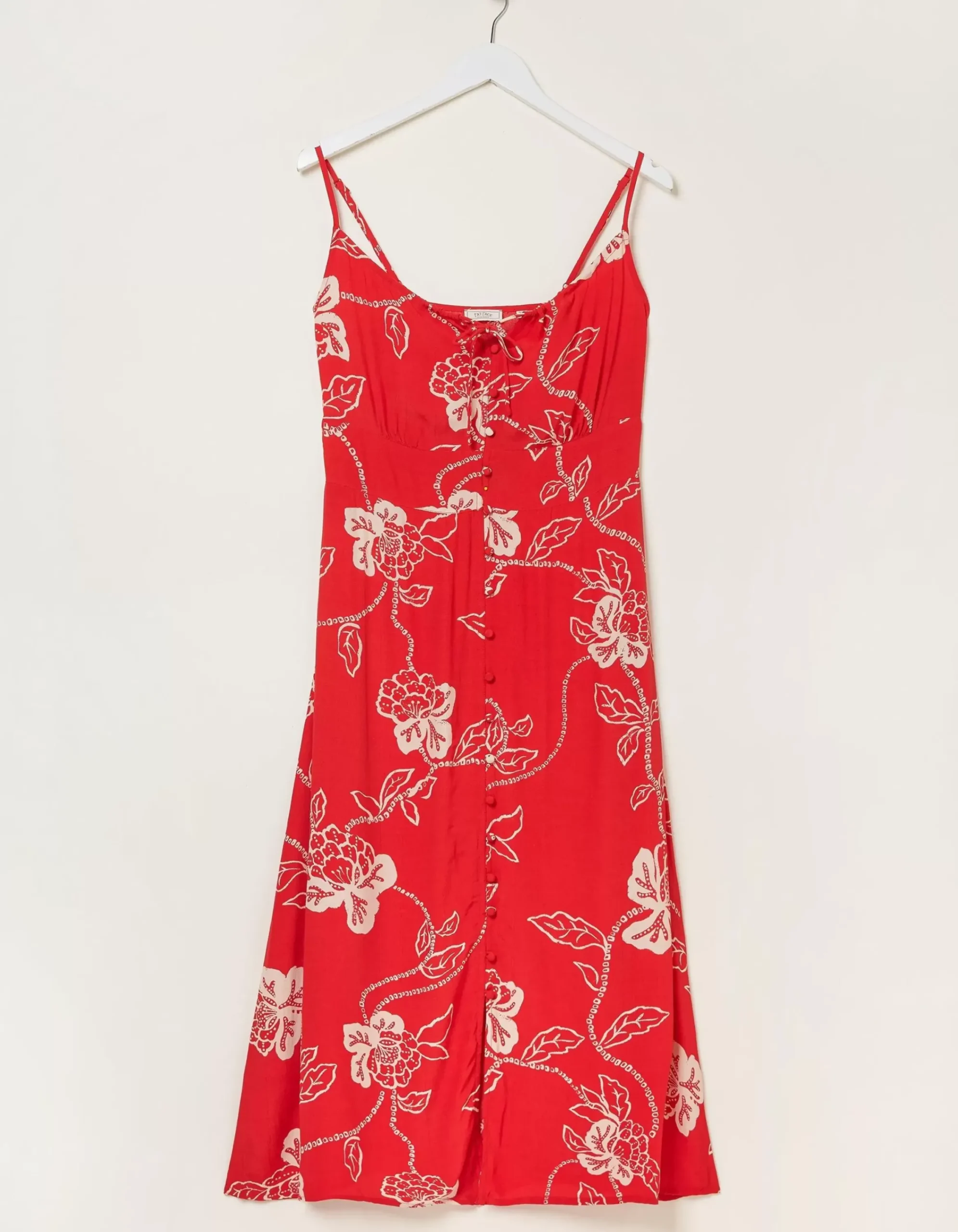 Women FatFace Dresses|Ariel Batik Red Midi Dress