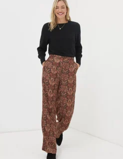 Women FatFace View All|Art Floral Satin Printed Trousers