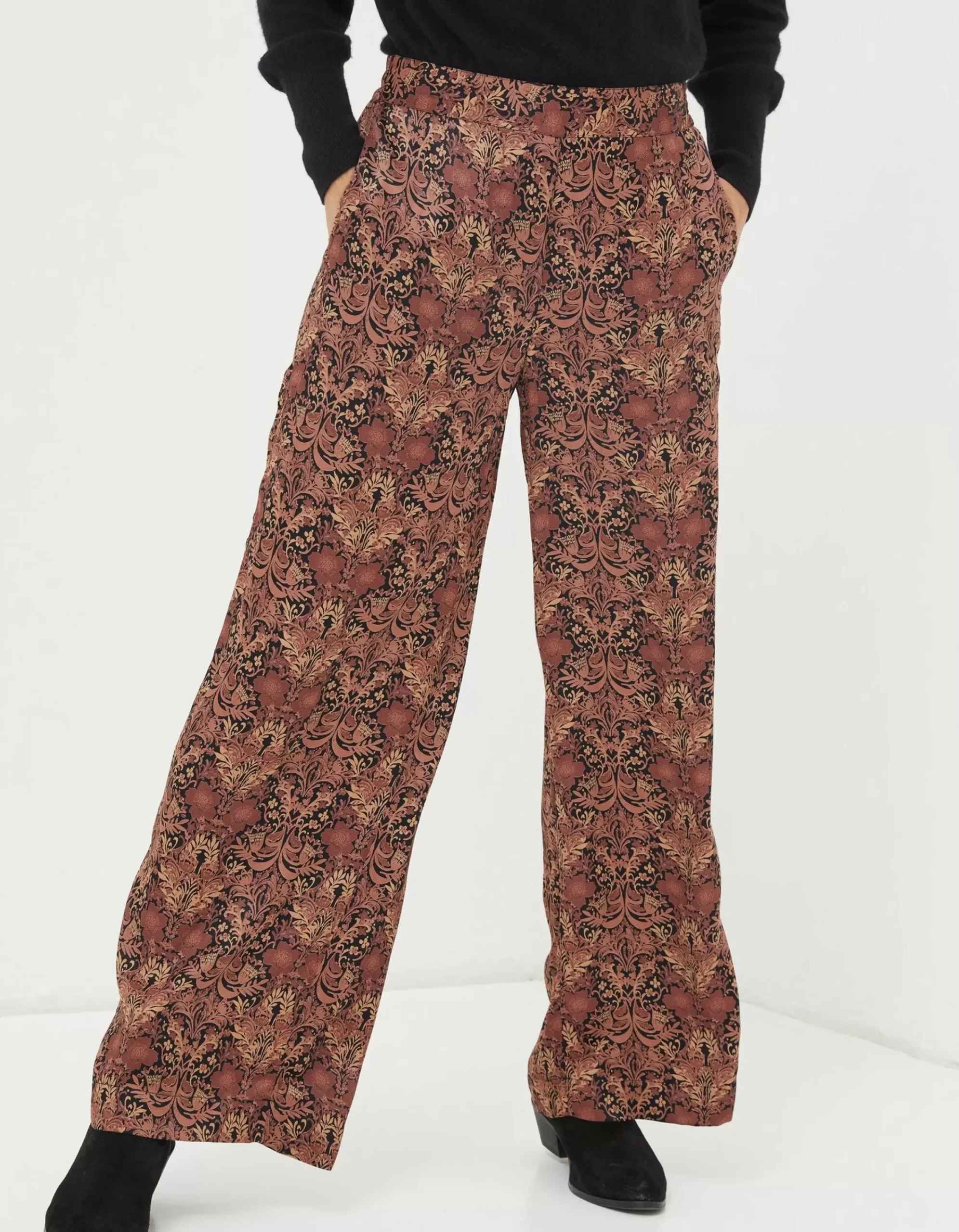 Women FatFace View All|Art Floral Satin Printed Trousers